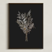 "Painted Flowers I" - Art Print in almost black by Leanne Friedberg - Framed