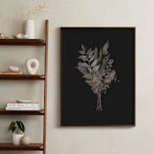 "Painted Flowers I" - Art Print in almost black by Leanne Friedberg - In a Room