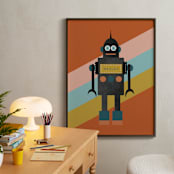 "Retro Robot" - Personalized Art Print in Pumpkin by Morgan Kendall - In a Room