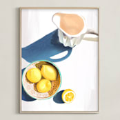 "Flatlay Lemon Study No.2" - Art Print in Lemon Yellow by Kinga Subject - Framed