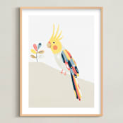 "Cockatiel geometry" - Art Print in Cockatiel yellow by Tati Abaurre - Framed