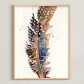 "Kind Feather" - Art Print in Brown by Stephanie Toral - Framed