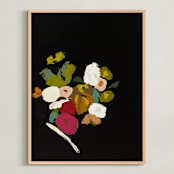 "Black Botanical Abstract Series" - Art Print in black by Caryn Owen - Framed