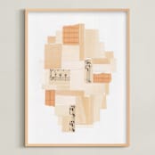 "Sounds of Silence" - Art Print in Peach Orange by Alisa Galitsyna - Framed