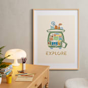 "All Packed and Ready to Explore" - Art Print in Pine by Kayla Buchner - In a Room