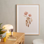 "Bear with Flowers" - Art Print in Tan by Vivian Yiwing - In a Room