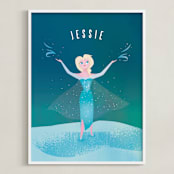 "Disney Elsa's Magic" - Personalized Art Print in Frost by Lori Wemple - Framed