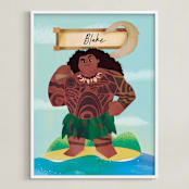 "Maui the Wayfinder from Disney's Moana" - Personalized Art Print in Deep Sea by Lori Wemple - Framed