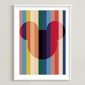 "Bright Stripes" - Art Print in Rainbow by Baumbirdy - Framed