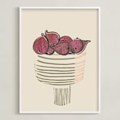 "Bowl of figs" - Art Print in ripen figs burgundy by Bethania Lima - Framed