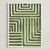 "Hard & Soft" - Art Print in Moss by Kristine Sarley - Framed