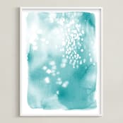 "Swim" - Art Print in Aqua by Julie Song Ink - Framed