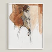"After the Bath II" - Art Print in burnt sienna by Patricia Robitaille - Framed