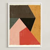 "Geo Abstract" - Art Print in Urban Red by Angel Walker - Framed