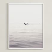 "A Humpback Tale" - Art Print in Ocean Grey by Joelle Segal - Framed