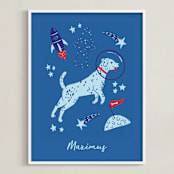 "Space Pup" - Personalized Art Print in Celestial by Kristin Mastoras - Framed