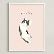 "Feline" - Personalized Art Print in Blush by Vivian Yiwing - Framed