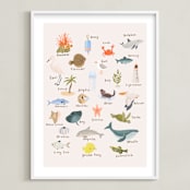 "Sea Alphabet" - Art Print in Blush by Kate Blalock - Framed
