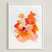 "Bright Pink Abstract Art Print" - Art Print in Hot Pink by Caryn Owen - Framed