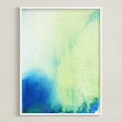 "Sunshine and Rain" - Art Print in True Blue by Artsy Canvas Girl Designs - Framed