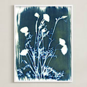 "Golden Blue Poppies" - Art Print in Golden Blue by raven erebus - Framed