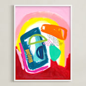 "Under the Pink Moon" - Art Print in Cotton Candy Pink by Jennifer McCully - Framed