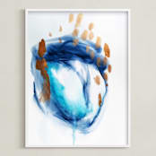 "Blue Flowing Watercolor" - Art Print in Ocean Blues by Amy Lighthall - Framed