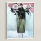 "Pink Flowers" - Art Print in Sweet Pink by Hadas Tal - Framed