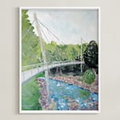 "Falls Park on the Reedy" - Art Print in Spring Green by The Tattered Traveler - Framed
