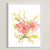 "Softly" - Art Print in Coral Pink by Mya Bessette - Framed