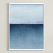 "Lake Superior Horizon" - Art Print in indigo blue by Renee Anne Bouffard-McManus - Framed