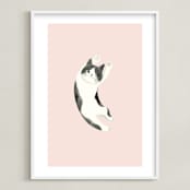 "Feline" - Art Print in Blush by Vivian Yiwing - Framed