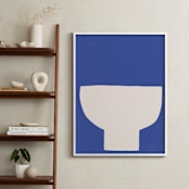 "Ceramic Bowl Still Life" - Art Print in Bold Blue by Roseanne Kenny - In a Room