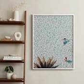 "Pool Party for Two" - Art Print in Light Aqua Blue by KIMBERLY SMITH - In a Room
