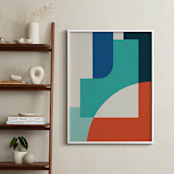 "Red Sun" - Art Print in Turquoise by Jennifer Morehead - In a Room