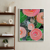 "Rosey Botanicals" - Art Print in Rosey Coral by Sarah Fitzgerald - In a Room
