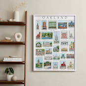 "Oakland Landmarks" - Art Print in Green and Blue by Valerie Hamill - In a Room