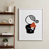 "Lady Holding Flowers" - Art Print in Black and White by Mayel - In a Room