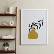 "Vase and branch #1" - Art Print in Mustard by Efrat Ofek - In a Room