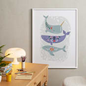 "Folk Whales" - Art Print in Mint by Hannah Williams - In a Room