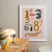 "Safari Friends Numerals" - Art Print in Flamingo by Jenna Holcomb - In a Room