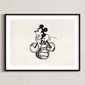 "Mickey is riding the bicycle backwards" - Art Print in Craft by Sumak Studio - Framed