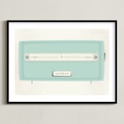 "Vintage Radio" - Personalized Art Print in Robin's Egg by Grace Kreinbrink - Framed