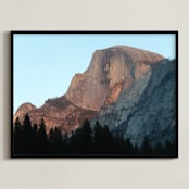 "Half Dome Alpenglow" - Art Print in sunset rose by Sea and Sky - Framed
