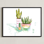 "Cactus Jamboree" - Art Print in Turquoise by Kelsey McNatt - Framed