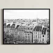 "Marais Rooftops" - Art Print in Grey by Caroline Mint - Framed