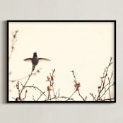 "Landing on Branches." - Art Print in Cream and Rust by Jennifer Alexander - Framed