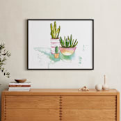 "Cactus Jamboree" - Art Print in Turquoise by Kelsey McNatt - In a Room