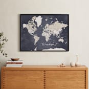 "Glynn detailed distressed world map" - Art Print in Dark muted blue by Rosana Laiz Blursbyai - In a Room