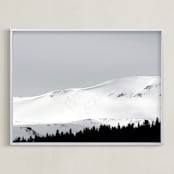 "Fresh Tracks" - Art Print in Winter Black and White by Christina Flowers - Framed